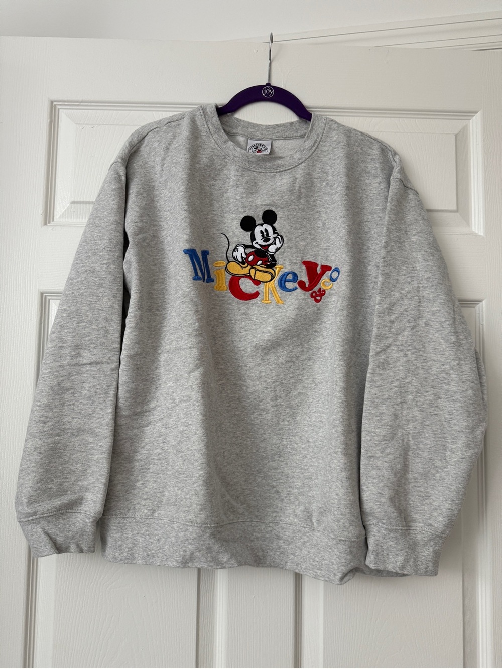 Disney Grey Crewneck Sweatshirt with Colorful Mickey Graphic
